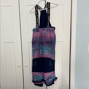 Kamik Blue and Pink Patterned Snow Bibs